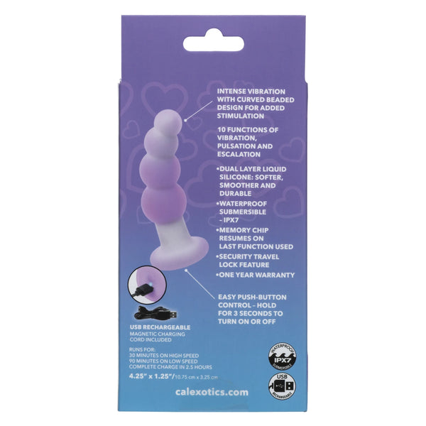 Lavender Haze 10-Function Rechargeable Liquid Silicone  Beaded Curved Probe