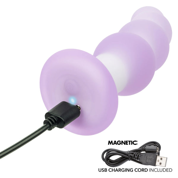 Lavender Haze 10-Function Rechargeable Liquid Silicone  Beaded Curved Probe