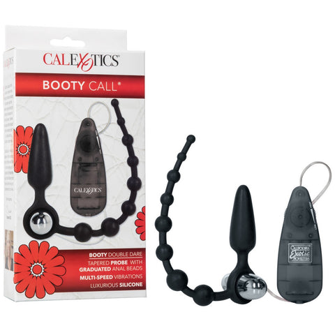 CalExotics Booty Call Booty Double Dare Silicone Tapered - Black - Extreme Toyz Singapore - https://extremetoyz.com.sg - Sex Toys and Lingerie Online Store - Bondage Gear / Vibrators / Electrosex Toys / Wireless Remote Control Vibes / Sexy Lingerie and Role Play / BDSM / Dungeon Furnitures / Dildos and Strap Ons &nbsp;/ Anal and Prostate Massagers / Anal Douche and Cleaning Aide / Delay Sprays and Gels / Lubricants and more...