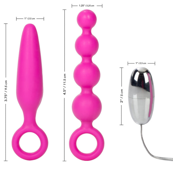 CalExotics Booty Call Booty Silicone Anal Vibro Kit - Pink - Extreme Toyz Singapore - https://extremetoyz.com.sg - Sex Toys and Lingerie Online Store - Bondage Gear / Vibrators / Electrosex Toys / Wireless Remote Control Vibes / Sexy Lingerie and Role Play / BDSM / Dungeon Furnitures / Dildos and Strap Ons &nbsp;/ Anal and Prostate Massagers / Anal Douche and Cleaning Aide / Delay Sprays and Gels / Lubricants and more...