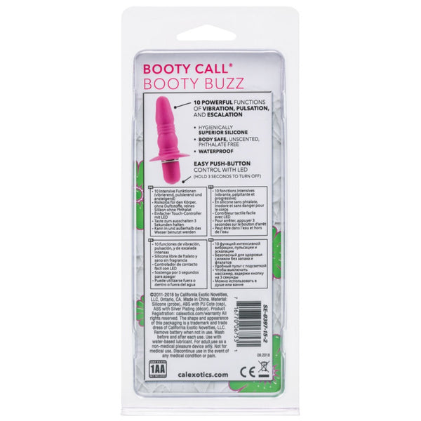 CalExotics Booty Call Booty Buzz Vibrating Silicone Anal Probe - Pink - Extreme Toyz Singapore - https://extremetoyz.com.sg - Sex Toys and Lingerie Online Store - Bondage Gear / Vibrators / Electrosex Toys / Wireless Remote Control Vibes / Sexy Lingerie and Role Play / BDSM / Dungeon Furnitures / Dildos and Strap Ons &nbsp;/ Anal and Prostate Massagers / Anal Douche and Cleaning Aide / Delay Sprays and Gels / Lubricants and more...
