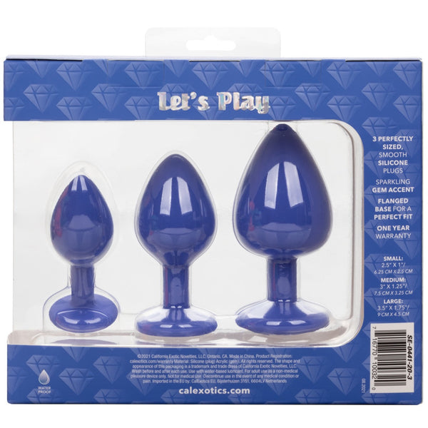 Calexotics Cheeky Gems 3 Piece Anals Plug Set - Blue - Extreme Toyz Singapore - https://extremetoyz.com.sg - Sex Toys and Lingerie Online Store - Bondage Gear / Vibrators / Electrosex Toys / Wireless Remote Control Vibes / Sexy Lingerie and Role Play / BDSM / Dungeon Furnitures / Dildos and Strap Ons &nbsp;/ Anal and Prostate Massagers / Anal Douche and Cleaning Aide / Delay Sprays and Gels / Lubricants and more...