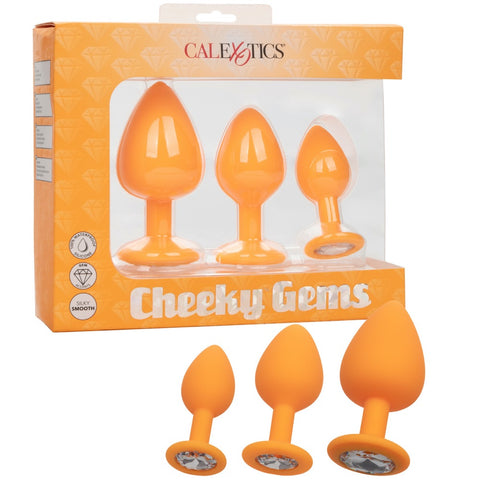 CalExotics Cheeky Gems 3 Piece Anal Plug Set - Orange - Extreme Toyz Singapore - https://extremetoyz.com.sg - Sex Toys and Lingerie Online Store - Bondage Gear / Vibrators / Electrosex Toys / Wireless Remote Control Vibes / Sexy Lingerie and Role Play / BDSM / Dungeon Furnitures / Dildos and Strap Ons &nbsp;/ Anal and Prostate Massagers / Anal Douche and Cleaning Aide / Delay Sprays and Gels / Lubricants and more...