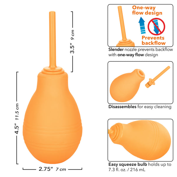 CalExotics Cheeky One-Way Flow Douche - Orange - Extreme Toyz Singapore - https://extremetoyz.com.sg - Sex Toys and Lingerie Online Store - Bondage Gear / Vibrators / Electrosex Toys / Wireless Remote Control Vibes / Sexy Lingerie and Role Play / BDSM / Dungeon Furnitures / Dildos and Strap Ons &nbsp;/ Anal and Prostate Massagers / Anal Douche and Cleaning Aide / Delay Sprays and Gels / Lubricants and more...