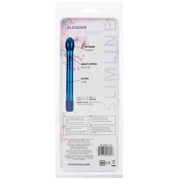 Hard Vibes Slimline Slender Tulip Wand Vibrator - Blue