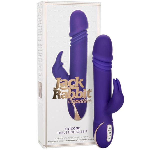 CalExotics Jack Rabbit Signature Rechargeable Silicone Thrusting Rabbit Vibrator - Extreme Toyz Singapore - https://extremetoyz.com.sg - Sex Toys and Lingerie Online Store - Bondage Gear / Vibrators / Electrosex Toys / Wireless Remote Control Vibes / Sexy Lingerie and Role Play / BDSM / Dungeon Furnitures / Dildos and Strap Ons &nbsp;/ Anal and Prostate Massagers / Anal Douche and Cleaning Aide / Delay Sprays and Gels / Lubricants and more...