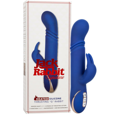 CalExotics Jack Rabbit Signature Heated Silicone Rechargeable Thrusting "G" Rabbit Vibrator - Extreme Toyz Singapore - https://extremetoyz.com.sg - Sex Toys and Lingerie Online Store - Bondage Gear / Vibrators / Electrosex Toys / Wireless Remote Control Vibes / Sexy Lingerie and Role Play / BDSM / Dungeon Furnitures / Dildos and Strap Ons &nbsp;/ Anal and Prostate Massagers / Anal Douche and Cleaning Aide / Delay Sprays and Gels / Lubricants and more...