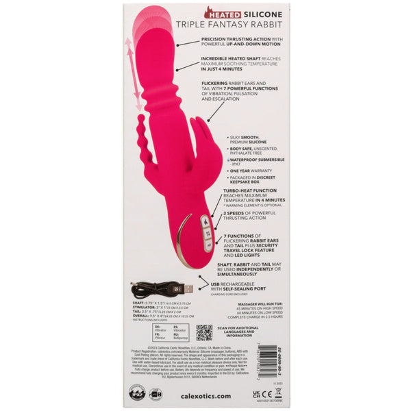 CalExotics Jack Rabbit Signature Heated Silicone Rechargeable Triple Fantasy Rabbit Thrusting Vibrator - Extreme Toyz Singapore - https://extremetoyz.com.sg - Sex Toys and Lingerie Online Store - Bondage Gear / Vibrators / Electrosex Toys / Wireless Remote Control Vibes / Sexy Lingerie and Role Play / BDSM / Dungeon Furnitures / Dildos and Strap Ons &nbsp;/ Anal and Prostate Massagers / Anal Douche and Cleaning Aide / Delay Sprays and Gels / Lubricants and more...