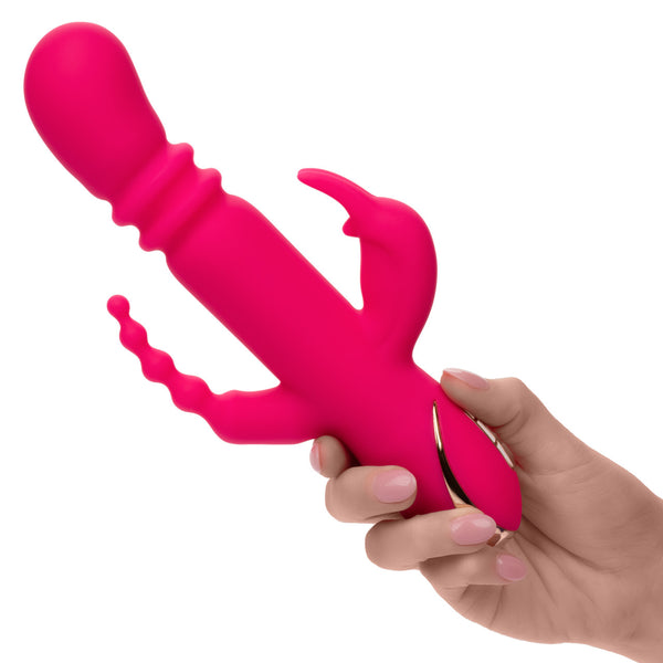 CalExotics Jack Rabbit Signature Heated Silicone Rechargeable Triple Fantasy Rabbit Thrusting Vibrator - Extreme Toyz Singapore - https://extremetoyz.com.sg - Sex Toys and Lingerie Online Store - Bondage Gear / Vibrators / Electrosex Toys / Wireless Remote Control Vibes / Sexy Lingerie and Role Play / BDSM / Dungeon Furnitures / Dildos and Strap Ons &nbsp;/ Anal and Prostate Massagers / Anal Douche and Cleaning Aide / Delay Sprays and Gels / Lubricants and more...