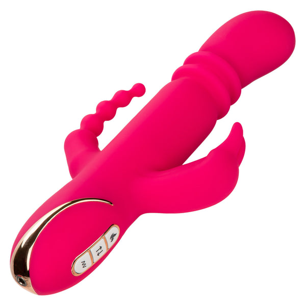 CalExotics Jack Rabbit Signature Heated Silicone Rechargeable Triple Fantasy Rabbit Thrusting Vibrator - Extreme Toyz Singapore - https://extremetoyz.com.sg - Sex Toys and Lingerie Online Store - Bondage Gear / Vibrators / Electrosex Toys / Wireless Remote Control Vibes / Sexy Lingerie and Role Play / BDSM / Dungeon Furnitures / Dildos and Strap Ons &nbsp;/ Anal and Prostate Massagers / Anal Douche and Cleaning Aide / Delay Sprays and Gels / Lubricants and more...