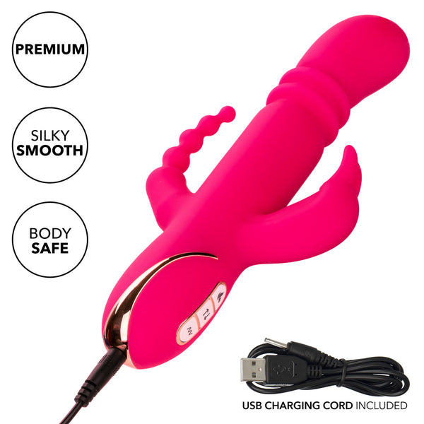 CalExotics Jack Rabbit Signature Heated Silicone Rechargeable Triple Fantasy Rabbit Thrusting Vibrator - Extreme Toyz Singapore - https://extremetoyz.com.sg - Sex Toys and Lingerie Online Store - Bondage Gear / Vibrators / Electrosex Toys / Wireless Remote Control Vibes / Sexy Lingerie and Role Play / BDSM / Dungeon Furnitures / Dildos and Strap Ons &nbsp;/ Anal and Prostate Massagers / Anal Douche and Cleaning Aide / Delay Sprays and Gels / Lubricants and more...