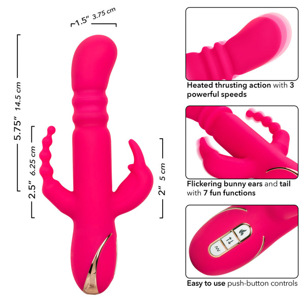 CalExotics Jack Rabbit Signature Heated Silicone Rechargeable Triple Fantasy Rabbit Thrusting Vibrator - Extreme Toyz Singapore - https://extremetoyz.com.sg - Sex Toys and Lingerie Online Store - Bondage Gear / Vibrators / Electrosex Toys / Wireless Remote Control Vibes / Sexy Lingerie and Role Play / BDSM / Dungeon Furnitures / Dildos and Strap Ons &nbsp;/ Anal and Prostate Massagers / Anal Douche and Cleaning Aide / Delay Sprays and Gels / Lubricants and more...