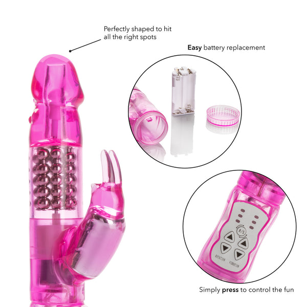 CalExotics Jack Rabbit Waterproof Jack Rabbit Vibrator - 5 Rows - Pink - Extreme Toyz Singapore - https://extremetoyz.com.sg - Sex Toys and Lingerie Online Store - Bondage Gear / Vibrators / Electrosex Toys / Wireless Remote Control Vibes / Sexy Lingerie and Role Play / BDSM / Dungeon Furnitures / Dildos and Strap Ons &nbsp;/ Anal and Prostate Massagers / Anal Douche and Cleaning Aide / Delay Sprays and Gels / Lubricants and more...