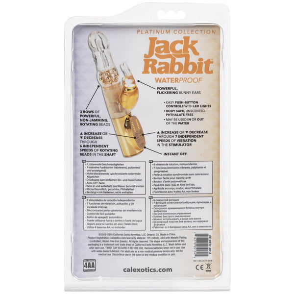 CalExotics Jack Rabbit Platinum Collection Jack Rabbit Vibrator - Gold - Extreme Toyz Singapore - https://extremetoyz.com.sg - Sex Toys and Lingerie Online Store - Bondage Gear / Vibrators / Electrosex Toys / Wireless Remote Control Vibes / Sexy Lingerie and Role Play / BDSM / Dungeon Furnitures / Dildos and Strap Ons &nbsp;/ Anal and Prostate Massagers / Anal Douche and Cleaning Aide / Delay Sprays and Gels / Lubricants and more...