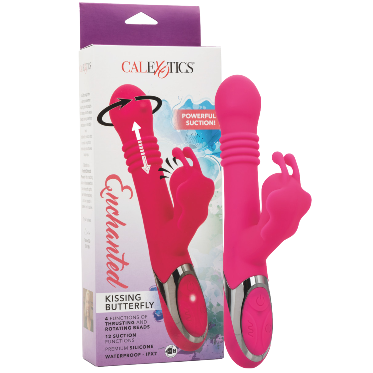 Enchanted Kissing Butterfly Thrusting & Clitoral Suction Rechargeable Rabbit Vibrator