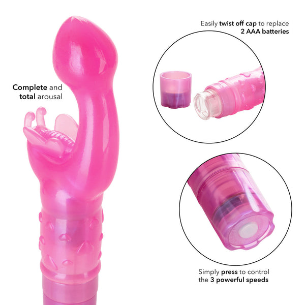 CalExotics Butterfly Kiss G-Spot & Clitoral Vibe - Pink - Extreme Toyz Singapore - https://extremetoyz.com.sg - Sex Toys and Lingerie Online Store - Bondage Gear / Vibrators / Electrosex Toys / Wireless Remote Control Vibes / Sexy Lingerie and Role Play / BDSM / Dungeon Furnitures / Dildos and Strap Ons &nbsp;/ Anal and Prostate Massagers / Anal Douche and Cleaning Aide / Delay Sprays and Gels / Lubricants and more...