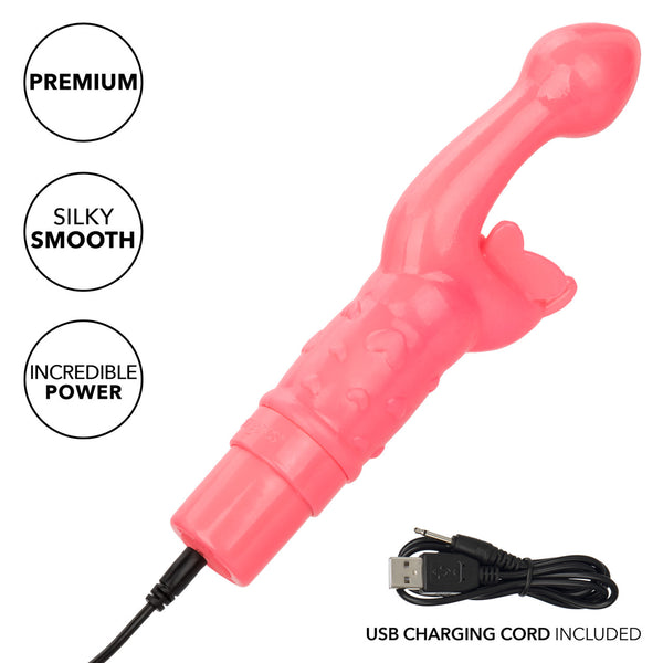 CalExotics Kiss Vibes Rechargeable Butterfly Kiss G-Spot & Clitoral Vibe - Pink - Extreme Toyz Singapore - https://extremetoyz.com.sg - Sex Toys and Lingerie Online Store - Bondage Gear / Vibrators / Electrosex Toys / Wireless Remote Control Vibes / Sexy Lingerie and Role Play / BDSM / Dungeon Furnitures / Dildos and Strap Ons &nbsp;/ Anal and Prostate Massagers / Anal Douche and Cleaning Aide / Delay Sprays and Gels / Lubricants and more...