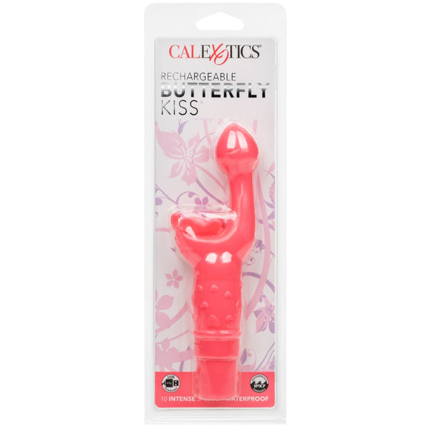 CalExotics Kiss Vibes Rechargeable Butterfly Kiss G-Spot & Clitoral Vibe - Pink - Extreme Toyz Singapore - https://extremetoyz.com.sg - Sex Toys and Lingerie Online Store - Bondage Gear / Vibrators / Electrosex Toys / Wireless Remote Control Vibes / Sexy Lingerie and Role Play / BDSM / Dungeon Furnitures / Dildos and Strap Ons &nbsp;/ Anal and Prostate Massagers / Anal Douche and Cleaning Aide / Delay Sprays and Gels / Lubricants and more...