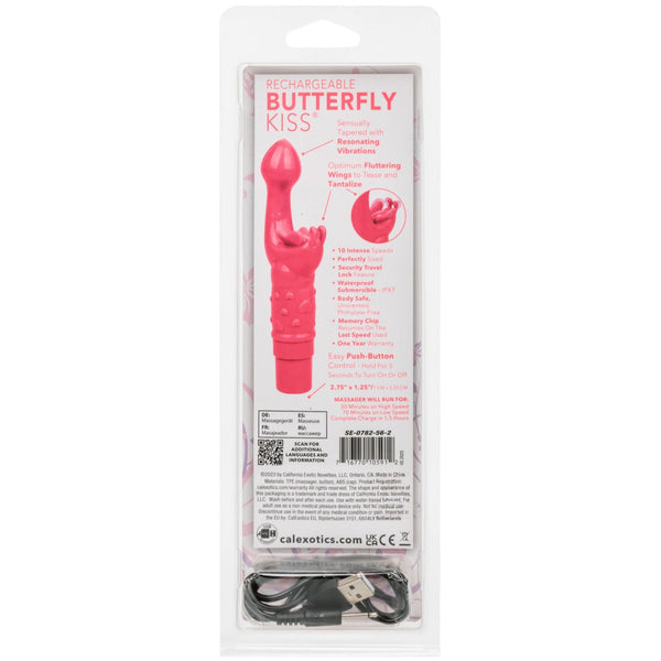 CalExotics Kiss Vibes Rechargeable Butterfly Kiss G-Spot & Clitoral Vibe - Pink - Extreme Toyz Singapore - https://extremetoyz.com.sg - Sex Toys and Lingerie Online Store - Bondage Gear / Vibrators / Electrosex Toys / Wireless Remote Control Vibes / Sexy Lingerie and Role Play / BDSM / Dungeon Furnitures / Dildos and Strap Ons &nbsp;/ Anal and Prostate Massagers / Anal Douche and Cleaning Aide / Delay Sprays and Gels / Lubricants and more...