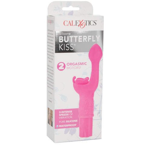 CalExotics Kiss Vibes Silicone Butterfly Kiss G-Spot & Clitoral Vibe - Pink - Extreme Toyz Singapore - https://extremetoyz.com.sg - Sex Toys and Lingerie Online Store - Bondage Gear / Vibrators / Electrosex Toys / Wireless Remote Control Vibes / Sexy Lingerie and Role Play / BDSM / Dungeon Furnitures / Dildos and Strap Ons &nbsp;/ Anal and Prostate Massagers / Anal Douche and Cleaning Aide / Delay Sprays and Gels / Lubricants and more...