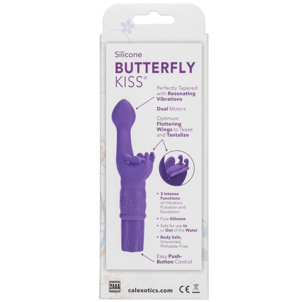 CalExotics Kiss Vibes Silicone Butterfly Kiss G-Spot & Clitoral Vibe - Purple - Extreme Toyz Singapore - https://extremetoyz.com.sg - Sex Toys and Lingerie Online Store - Bondage Gear / Vibrators / Electrosex Toys / Wireless Remote Control Vibes / Sexy Lingerie and Role Play / BDSM / Dungeon Furnitures / Dildos and Strap Ons &nbsp;/ Anal and Prostate Massagers / Anal Douche and Cleaning Aide / Delay Sprays and Gels / Lubricants and more...