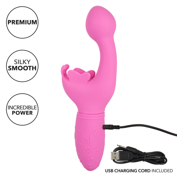 CalExotics Kiss Vibes Rechargeable Silicone Butterfly Kiss G-Spot & Clitoral Vibe - Pink - Extreme Toyz Singapore - https://extremetoyz.com.sg - Sex Toys and Lingerie Online Store - Bondage Gear / Vibrators / Electrosex Toys / Wireless Remote Control Vibes / Sexy Lingerie and Role Play / BDSM / Dungeon Furnitures / Dildos and Strap Ons &nbsp;/ Anal and Prostate Massagers / Anal Douche and Cleaning Aide / Delay Sprays and Gels / Lubricants and more...