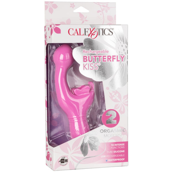 CalExotics Kiss Vibes Rechargeable Silicone Butterfly Kiss G-Spot & Clitoral Vibe - Pink - Extreme Toyz Singapore - https://extremetoyz.com.sg - Sex Toys and Lingerie Online Store - Bondage Gear / Vibrators / Electrosex Toys / Wireless Remote Control Vibes / Sexy Lingerie and Role Play / BDSM / Dungeon Furnitures / Dildos and Strap Ons &nbsp;/ Anal and Prostate Massagers / Anal Douche and Cleaning Aide / Delay Sprays and Gels / Lubricants and more...