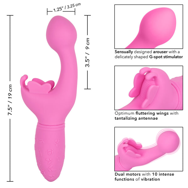 CalExotics Kiss Vibes Rechargeable Silicone Butterfly Kiss G-Spot & Clitoral Vibe - Pink - Extreme Toyz Singapore - https://extremetoyz.com.sg - Sex Toys and Lingerie Online Store - Bondage Gear / Vibrators / Electrosex Toys / Wireless Remote Control Vibes / Sexy Lingerie and Role Play / BDSM / Dungeon Furnitures / Dildos and Strap Ons &nbsp;/ Anal and Prostate Massagers / Anal Douche and Cleaning Aide / Delay Sprays and Gels / Lubricants and more...