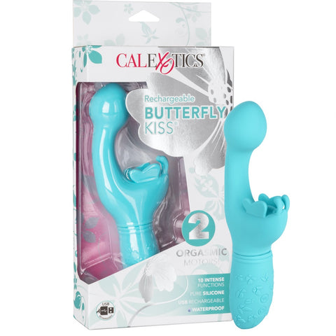 CalExotics Kiss Vibes Rechargeable Butterfly Kiss G-Spot & Clitoral Vibe - Blue - Extreme Toyz Singapore - https://extremetoyz.com.sg - Sex Toys and Lingerie Online Store - Bondage Gear / Vibrators / Electrosex Toys / Wireless Remote Control Vibes / Sexy Lingerie and Role Play / BDSM / Dungeon Furnitures / Dildos and Strap Ons &nbsp;/ Anal and Prostate Massagers / Anal Douche and Cleaning Aide / Delay Sprays and Gels / Lubricants and more...