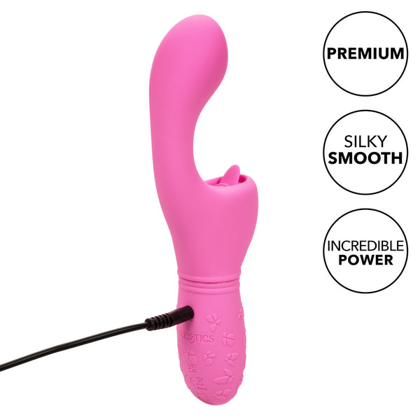 CalExotics Kiss Vibes Rechargeable Butterfly Kiss Flicker G-Spot & Licking Clitoral Vibe - Pink - Extreme Toyz Singapore - https://extremetoyz.com.sg - Sex Toys and Lingerie Online Store - Bondage Gear / Vibrators / Electrosex Toys / Wireless Remote Control Vibes / Sexy Lingerie and Role Play / BDSM / Dungeon Furnitures / Dildos and Strap Ons &nbsp;/ Anal and Prostate Massagers / Anal Douche and Cleaning Aide / Delay Sprays and Gels / Lubricants and more...