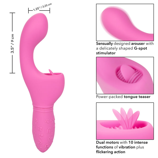 CalExotics Kiss Vibes Rechargeable Butterfly Kiss Flicker G-Spot & Licking Clitoral Vibe - Pink - Extreme Toyz Singapore - https://extremetoyz.com.sg - Sex Toys and Lingerie Online Store - Bondage Gear / Vibrators / Electrosex Toys / Wireless Remote Control Vibes / Sexy Lingerie and Role Play / BDSM / Dungeon Furnitures / Dildos and Strap Ons &nbsp;/ Anal and Prostate Massagers / Anal Douche and Cleaning Aide / Delay Sprays and Gels / Lubricants and more...