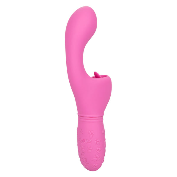 CalExotics Kiss Vibes Rechargeable Butterfly Kiss Flicker G-Spot & Licking Clitoral Vibe - Pink - Extreme Toyz Singapore - https://extremetoyz.com.sg - Sex Toys and Lingerie Online Store - Bondage Gear / Vibrators / Electrosex Toys / Wireless Remote Control Vibes / Sexy Lingerie and Role Play / BDSM / Dungeon Furnitures / Dildos and Strap Ons &nbsp;/ Anal and Prostate Massagers / Anal Douche and Cleaning Aide / Delay Sprays and Gels / Lubricants and more...