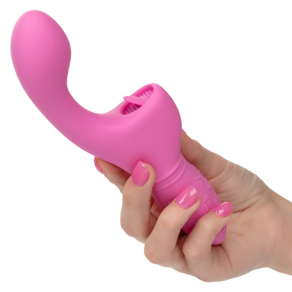 CalExotics Kiss Vibes Rechargeable Butterfly Kiss Flicker G-Spot & Licking Clitoral Vibe - Pink - Extreme Toyz Singapore - https://extremetoyz.com.sg - Sex Toys and Lingerie Online Store - Bondage Gear / Vibrators / Electrosex Toys / Wireless Remote Control Vibes / Sexy Lingerie and Role Play / BDSM / Dungeon Furnitures / Dildos and Strap Ons &nbsp;/ Anal and Prostate Massagers / Anal Douche and Cleaning Aide / Delay Sprays and Gels / Lubricants and more...