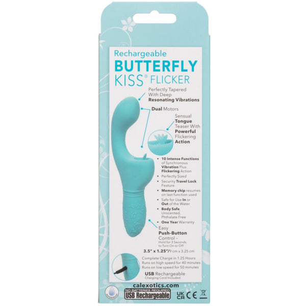 CalExotics Kiss Vibes Rechargeable Butterfly Kiss Flicker G-Spot & Clitoral Vibe - Blue - Extreme Toyz Singapore - https://extremetoyz.com.sg - Sex Toys and Lingerie Online Store - Bondage Gear / Vibrators / Electrosex Toys / Wireless Remote Control Vibes / Sexy Lingerie and Role Play / BDSM / Dungeon Furnitures / Dildos and Strap Ons &nbsp;/ Anal and Prostate Massagers / Anal Douche and Cleaning Aide / Delay Sprays and Gels / Lubricants and more...