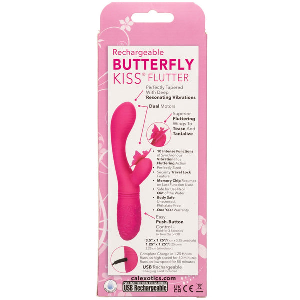 CalExotics Kiss Vibes Rechargeable Butterfly Kiss Flutter G-Spot & Clitoral Vibe - Pink - Extreme Toyz Singapore - https://extremetoyz.com.sg - Sex Toys and Lingerie Online Store - Bondage Gear / Vibrators / Electrosex Toys / Wireless Remote Control Vibes / Sexy Lingerie and Role Play / BDSM / Dungeon Furnitures / Dildos and Strap Ons &nbsp;/ Anal and Prostate Massagers / Anal Douche and Cleaning Aide / Delay Sprays and Gels / Lubricants and more...