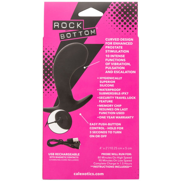 CalExotics Rock Bottom Curved Probe Rechargeable Prostate Vibrator - Extreme Toyz Singapore - https://extremetoyz.com.sg - Sex Toys and Lingerie Online Store - Bondage Gear / Vibrators / Electrosex Toys / Wireless Remote Control Vibes / Sexy Lingerie and Role Play / BDSM / Dungeon Furnitures / Dildos and Strap Ons &nbsp;/ Anal and Prostate Massagers / Anal Douche and Cleaning Aide / Delay Sprays and Gels / Lubricants and more...