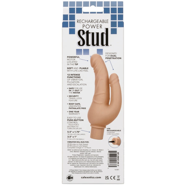 Studs Rechargeable Power Stud Over & Under Vibrator - Ivory