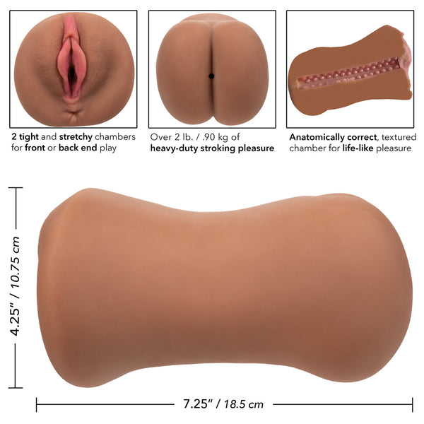 CalExotics Stroke It Dual Entry Pussy & Ass Stroker - Brown - Extreme Toyz Singapore - https://extremetoyz.com.sg - Sex Toys and Lingerie Online Store - Bondage Gear / Vibrators / Electrosex Toys / Wireless Remote Control Vibes / Sexy Lingerie and Role Play / BDSM / Dungeon Furnitures / Dildos and Strap Ons &nbsp;/ Anal and Prostate Massagers / Anal Douche and Cleaning Aide / Delay Sprays and Gels / Lubricants and more...