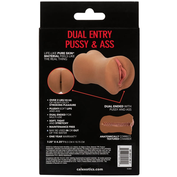 CalExotics Stroke It Dual Entry Pussy & Ass Stroker - Brown - Extreme Toyz Singapore - https://extremetoyz.com.sg - Sex Toys and Lingerie Online Store - Bondage Gear / Vibrators / Electrosex Toys / Wireless Remote Control Vibes / Sexy Lingerie and Role Play / BDSM / Dungeon Furnitures / Dildos and Strap Ons &nbsp;/ Anal and Prostate Massagers / Anal Douche and Cleaning Aide / Delay Sprays and Gels / Lubricants and more...