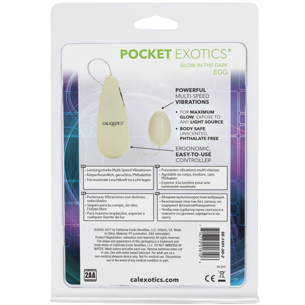 CalExotics Pocket Exotics Glow-in-the-Dark Egg - Extreme Toyz Singapore - https://extremetoyz.com.sg - Sex Toys and Lingerie Online Store - Bondage Gear / Vibrators / Electrosex Toys / Wireless Remote Control Vibes / Sexy Lingerie and Role Play / BDSM / Dungeon Furnitures / Dildos and Strap Ons &nbsp;/ Anal and Prostate Massagers / Anal Douche and Cleaning Aide / Delay Sprays and Gels / Lubricants and more...