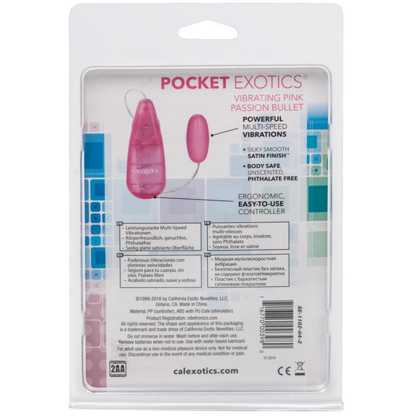 CalExotics Pocket Exotics Vibrating Pink Passion Bullet - Extreme Toyz Singapore - https://extremetoyz.com.sg - Sex Toys and Lingerie Online Store - Bondage Gear / Vibrators / Electrosex Toys / Wireless Remote Control Vibes / Sexy Lingerie and Role Play / BDSM / Dungeon Furnitures / Dildos and Strap Ons &nbsp;/ Anal and Prostate Massagers / Anal Douche and Cleaning Aide / Delay Sprays and Gels / Lubricants and more...