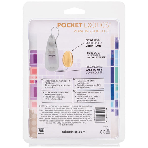 CalExotics Pocket Exotics Vibrating Gold Egg - Extreme Toyz Singapore - https://extremetoyz.com.sg - Sex Toys and Lingerie Online Store - Bondage Gear / Vibrators / Electrosex Toys / Wireless Remote Control Vibes / Sexy Lingerie and Role Play / BDSM / Dungeon Furnitures / Dildos and Strap Ons &nbsp;/ Anal and Prostate Massagers / Anal Douche and Cleaning Aide / Delay Sprays and Gels / Lubricants and more...