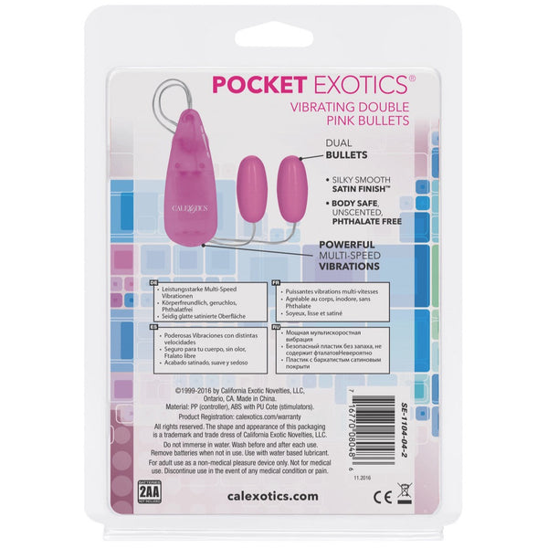 CalExotics Pocket Exotics Vibrating Double Pink Bullets - Extreme Toyz Singapore - https://extremetoyz.com.sg - Sex Toys and Lingerie Online Store - Bondage Gear / Vibrators / Electrosex Toys / Wireless Remote Control Vibes / Sexy Lingerie and Role Play / BDSM / Dungeon Furnitures / Dildos and Strap Ons &nbsp;/ Anal and Prostate Massagers / Anal Douche and Cleaning Aide / Delay Sprays and Gels / Lubricants and more...