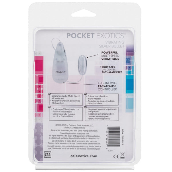 CalExotics Pocket Exotics Vibrating Silver Bullet - Extreme Toyz Singapore - https://extremetoyz.com.sg - Sex Toys and Lingerie Online Store - Bondage Gear / Vibrators / Electrosex Toys / Wireless Remote Control Vibes / Sexy Lingerie and Role Play / BDSM / Dungeon Furnitures / Dildos and Strap Ons &nbsp;/ Anal and Prostate Massagers / Anal Douche and Cleaning Aide / Delay Sprays and Gels / Lubricants and more...