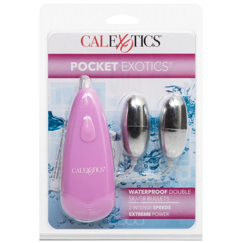 CalExotics Pocket Exotics Waterproof Double Silver Bullets - Extreme Toyz Singapore - https://extremetoyz.com.sg - Sex Toys and Lingerie Online Store - Bondage Gear / Vibrators / Electrosex Toys / Wireless Remote Control Vibes / Sexy Lingerie and Role Play / BDSM / Dungeon Furnitures / Dildos and Strap Ons &nbsp;/ Anal and Prostate Massagers / Anal Douche and Cleaning Aide / Delay Sprays and Gels / Lubricants and more...