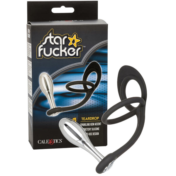 CalExotics Star Fucker Teardrop Plug with Gem and Silicone Enhancer - Extreme Toyz Singapore - https://extremetoyz.com.sg - Sex Toys and Lingerie Online Store