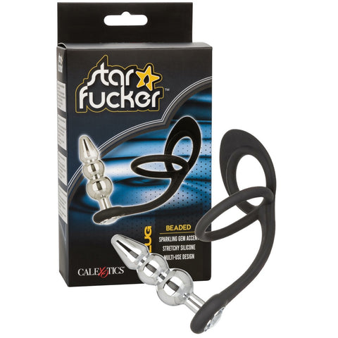 CalExotics Star Fucker Beaded Plug with Silicone Dual Cock Ring - Extreme Toyz Singapore - https://extremetoyz.com.sg - Sex Toys and Lingerie Online Store - Bondage Gear / Vibrators / Electrosex Toys / Wireless Remote Control Vibes / Sexy Lingerie and Role Play / BDSM / Dungeon Furnitures / Dildos and Strap Ons &nbsp;/ Anal and Prostate Massagers / Anal Douche and Cleaning Aide / Delay Sprays and Gels / Lubricants and more...