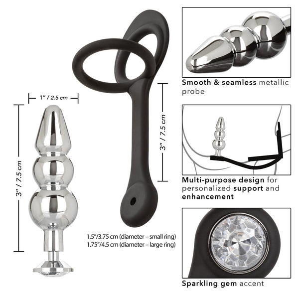 CalExotics Star Fucker Beaded Plug with Silicone Dual Cock Ring - Extreme Toyz Singapore - https://extremetoyz.com.sg - Sex Toys and Lingerie Online Store - Bondage Gear / Vibrators / Electrosex Toys / Wireless Remote Control Vibes / Sexy Lingerie and Role Play / BDSM / Dungeon Furnitures / Dildos and Strap Ons &nbsp;/ Anal and Prostate Massagers / Anal Douche and Cleaning Aide / Delay Sprays and Gels / Lubricants and more...