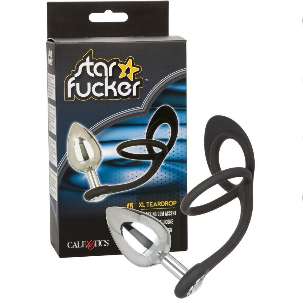 CalExotics Star Fucker XL Teardrop Plugwith Silicone Dual Cock Ring - Extreme Toyz Singapore - https://extremetoyz.com.sg - Sex Toys and Lingerie Online Store - Bondage Gear / Vibrators / Electrosex Toys / Wireless Remote Control Vibes / Sexy Lingerie and Role Play / BDSM / Dungeon Furnitures / Dildos and Strap Ons &nbsp;/ Anal and Prostate Massagers / Anal Douche and Cleaning Aide / Delay Sprays and Gels / Lubricants and more...