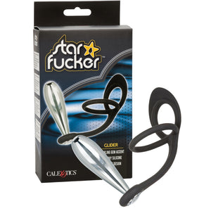 CalExotics Star Fucker Glider Plug Metal Plug with Gem and Silicone Enhancer - Extreme Toyz Singapore - https://extremetoyz.com.sg - Sex Toys and Lingerie Online Store